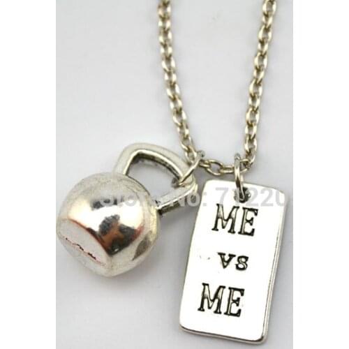 Dumbbell barbell Kettle bell with ME and ME Fitness weightlifting Gym chain necklace (A1200)