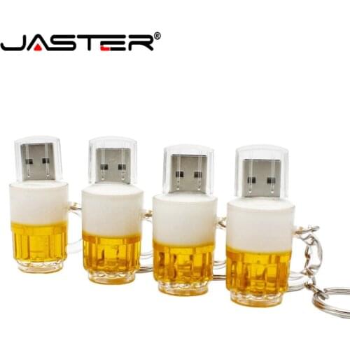 JASTER New arrival U disk mini pen drive beer cup usb flash drive pendrive 4gb 16gb 32gb 64gb beer cartoon 100% real capacity