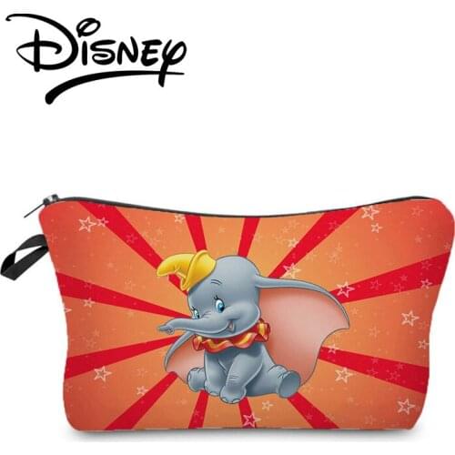 Disney Dumbo Printed Cosmetic Bag Well Made Women Makeup Bag High Quality Cute Elephant Mini Orange Storage Bag Custom Pattern