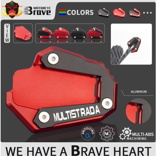 Red Black Motorcycle CNC Side Stand Plate Enlarger Kickstand Extension For Ducati Multistrada 950 2018 - 2020 Multistrada 950S