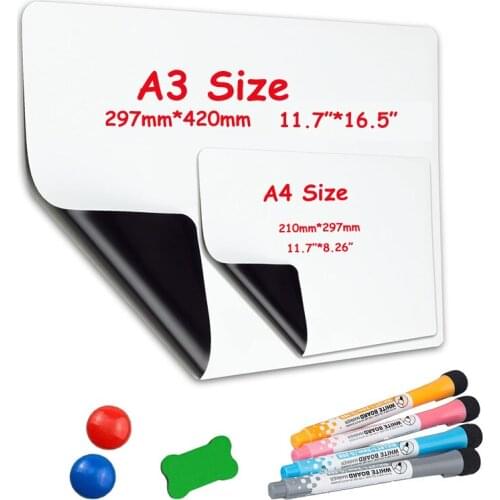 Magnetic Dry-Erase Board for Fridge White Board Stickers for Refrigerator Magnets Whiteboard Marker Eraser Fridge Menu Board Pad