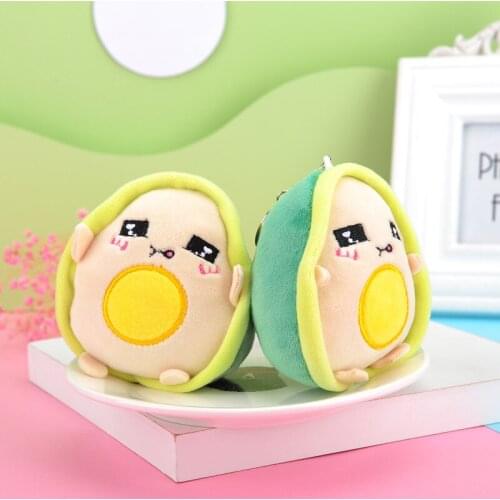 Cute Avocado Creative Fruit Key Chain Pendants Kawaii Plush Toys Backpack Schoolbag Cartoon Anime Doll Gifts Stuffed Toy