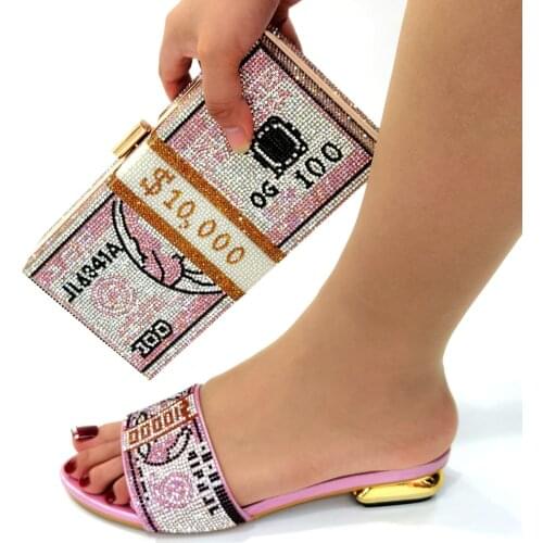 Doershow fashion pink Italian Shoes With Matching Bag High Quality Italy Shoe And Bag set For wedding and party! SKJ1-19