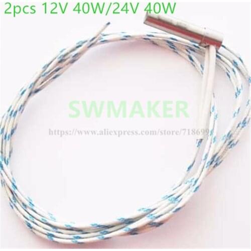 SWMAKER 2 pcs Right-angle 24V 40W 12V40W HEATER CARTRIDGE 30mm (L) x 6,25mm (D)