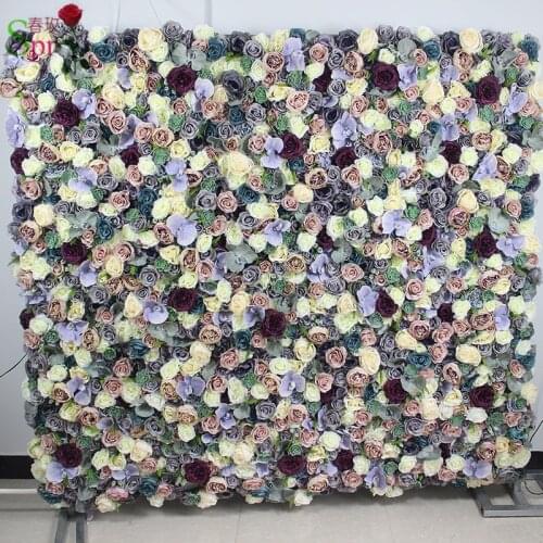 SPR new design high quality 3D London flower wall wedding backdrop artificial rose hydrangea flower arrangements
