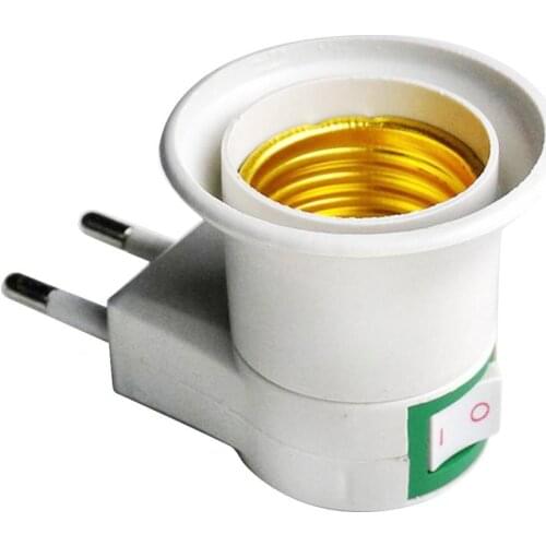E27 Screw Lamp Bulb Socket Holder Adapter Converter with On-Off Switch EU Plug