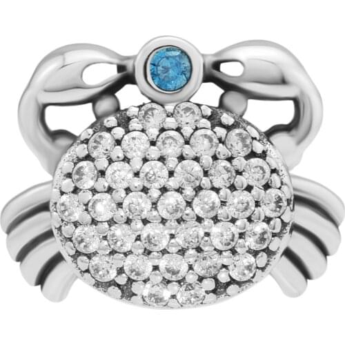 Fits Pandora Bracelets Ocean Crab Beads 925 Sterling-Silver-Jewelry Charms DIY Making For Women Gift