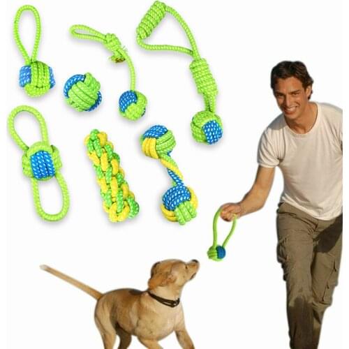 Pet Supply Dog Toys Dogs Chew Teeth Clean Outdoor Traning Fun Playing Green Rope Ball Toy for Large Small Dog Cat