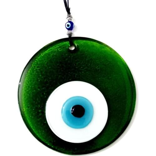 Transparent Green Handmade Evil Eye Beaded Glass Wall Decoration