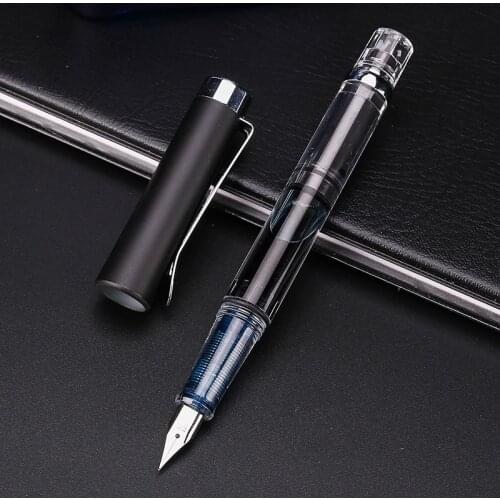 Transparent Piston Fountain Pen Clear Demonstrator Ink Pen F Nib Fountain Pens Box School Office Supplies Stationery