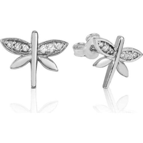 Silver Dragonfly Studded Earrings