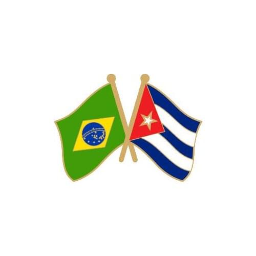 Brazil Cuba Friendship flag badge