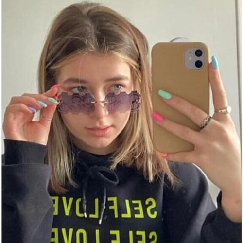 Dollar Shape Decorative Sunglasses Women Rimless Gradient Blade Sun Glasses For Cosplay Show Internet Celebrity Recommend Oculos