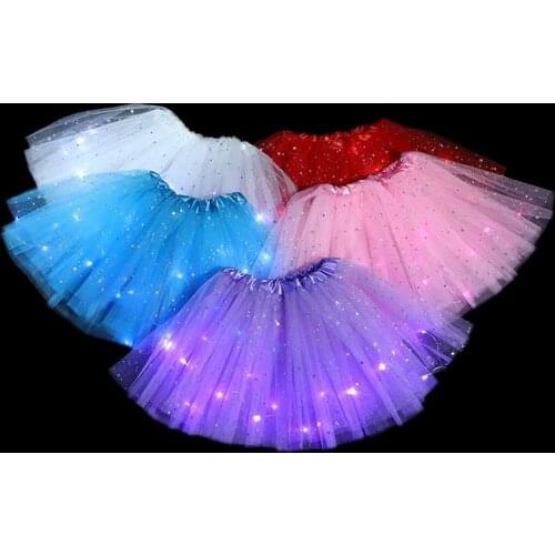 Girl Light up Tutu Glow Skirt Luminous Flower Wreath Ballet Miniskirt Costume Neon Led Clothes Wedding Birthday Party Gift Wands
