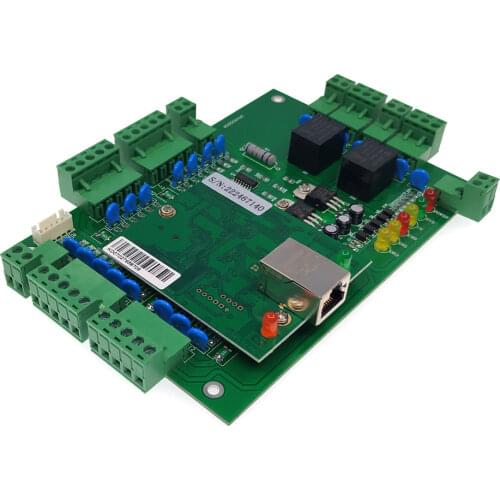 TCP/IP two door access control board can connect to two way wiegand 26/34 reader and two exit button,T02