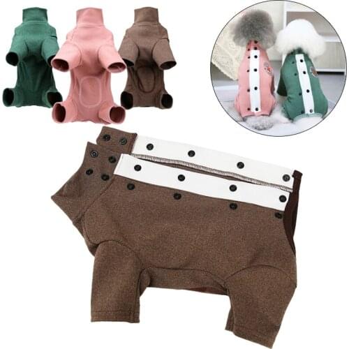 Warm Cozy Pet Button Jumpsuit Overalls for Small Dogs Winter Puppy Cat Dog Belly Clothes Chihuahua Rompers mascotas Clothing