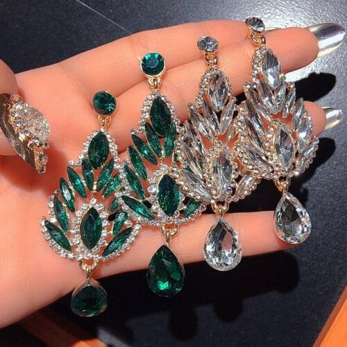 Vintage Hollow Cystal Rhinestone Drop Earrings Classic Party Dangle Earrings Fashion Jewelry for Women Gift