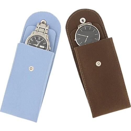 Brown Blue Suede Leather Watch Box Case Watch Collection Protection Wristwatch Relogio Display Box for Watch Accessories