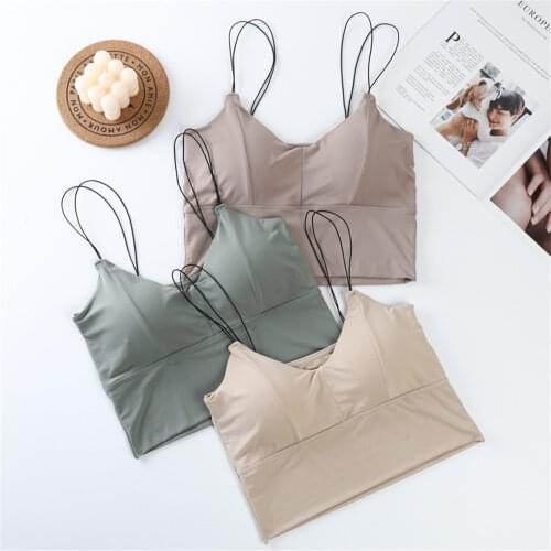 Women Crop Top Ice Silk Tube Top Underwear Bra Korean Fashion Padded Beautiful Back Bralette Summer Bra New 2021