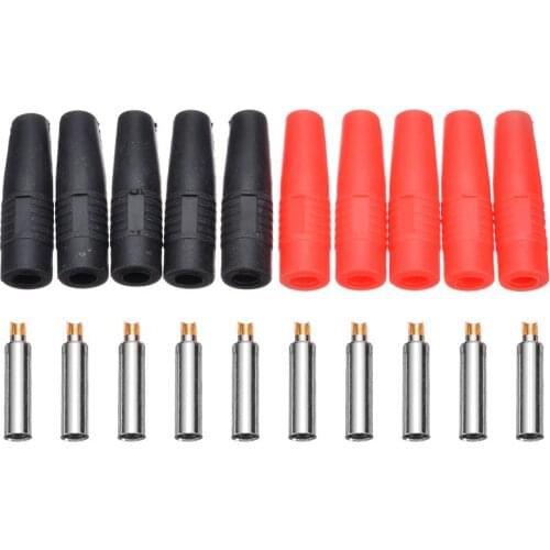 10pcs 4mm Banana Female Insulated Jack Plug Connector Red+Black Banana Plugs Speaker Cable Connectors
