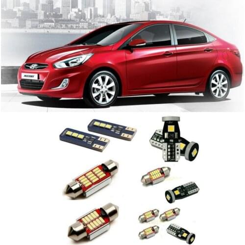10x Led interior lights For Hyundai new accent Led Lights For Cars lighting kit automotive bulbs Canbus Error Free