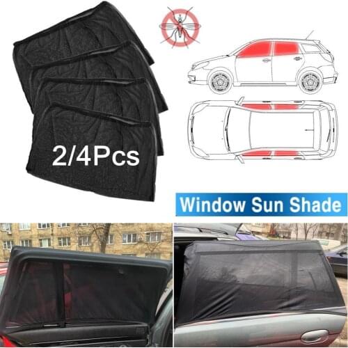 2/4pcs Car Front & Rear Side Window Sun Visor Shade Mesh Cover Sunshade Heat Insulation Anti-mosquito Side Window Sunshade