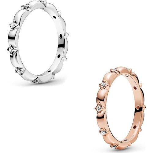 2021 New Free shipping Authentic 925 Sterling Silver Flower Petals Band Rings For Women Original DIY Jewelry S925 Rose Ring