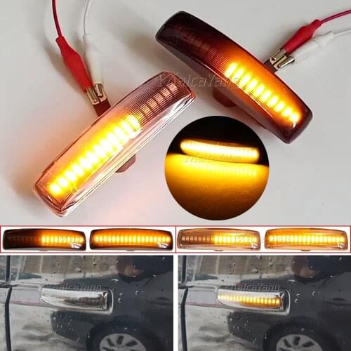 2x Amber Dynamic LED Front Side Marker Turn Signal Light Lamp For Land Rover Range Rover Sport L320 Discovery 3/4 Freelander 2