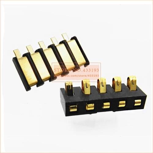 5pin 2.5 mm Pitch Spring Compression Contact Female Male Connector Surface Mount Battery Connectors Reflow Solder PCB