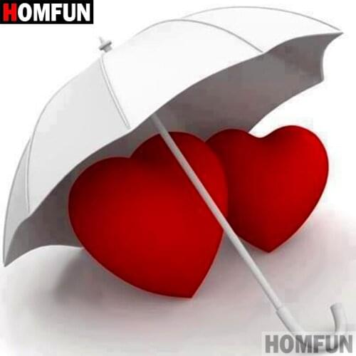 HOMFUN 5D DIY Diamond Painting Full Square/Round Drill "Umbrella heart" 3D Embroidery Cross Stitch gift Home A08731