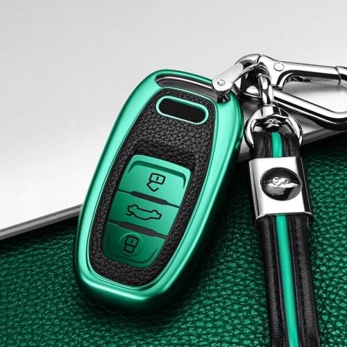 PC+TPU+Leather Car Key Cover Case Holder For Audi A6L A4L Q5 A3 A4 B6 B7 B8 2018 Smart Remote Shell Sticker Keychain Accessories