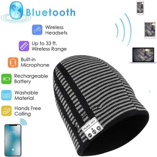 Bluetooth Beanie Music Hat Wireless Headphones Headsets Beanie Cap Built-in Microphone, Best Gift for Winter Birthday Christmas