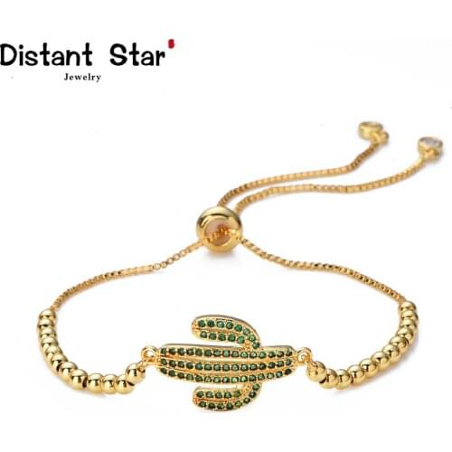 Hot womens gold rainbow cactus bracelets&bangles jewelry cz zircon bracelet adjustable chain bracelet accessory femme