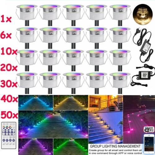 31mm RGB Symphony Deck Lights SMD5050 Wifi Recessed Spotlight Underground Lamp Light For Garden Yard Garden Lights Outdoor Stair