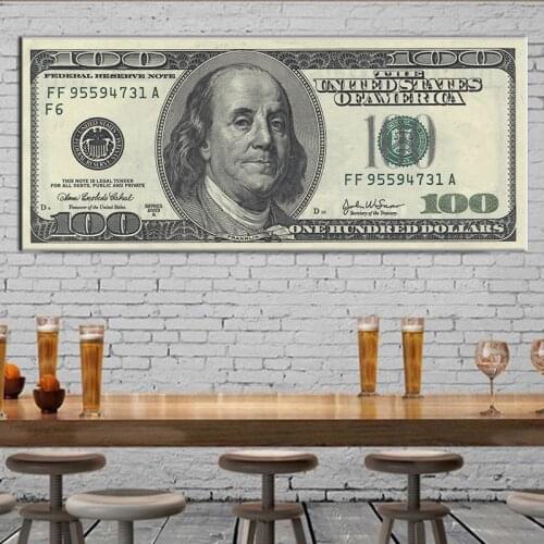 Dollar Money Retro Canvas Painting Wall Art Motivational Poster and Prints Decorative Picture For Living Room Home Wall Decor