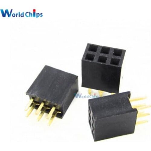 10PCS 2X3 Pin 6P 2.54mm Double Row Female Straight Header Pitch Socket Pin Strip