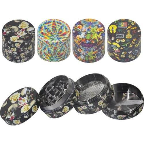 Smoke accesoires Zinc alloy 4-layer 40mm cigarette grinder Innovative full-body color printing of various patterns