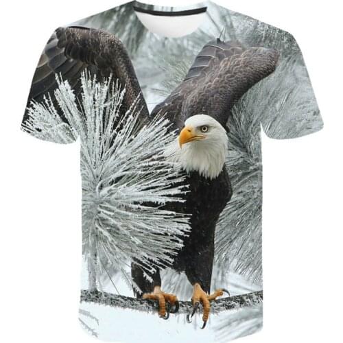 Mens round neck t-shirt casual loose comfortable short-sleeved shirt 3d printing eagle pattern 2021 summer new T-shirt