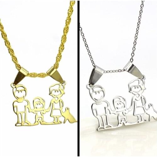 Hot selling stainless steel family Necklace Pendant harmonious family jewelry titanium steel tag necklace