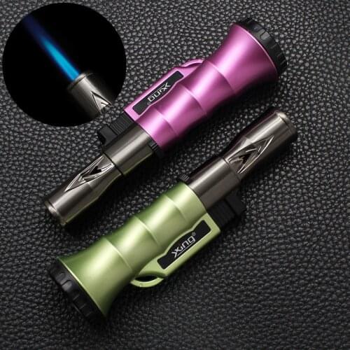 Creative Inflatable Windproof Lighter Straight Into The Blue Flame Personality Lockable Fire Butane Gas Igniter Kitchen Outdoor
