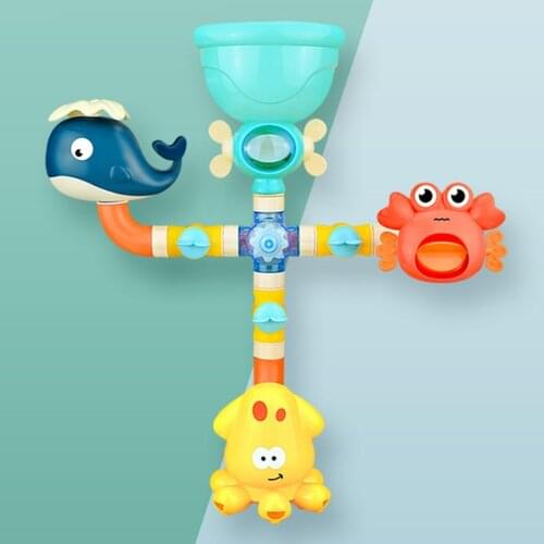 Pipe Waterwheel Turns Around Infant Bath Toys Bathroom Plumbing Switch Torsion PVC Strong Suction Cup