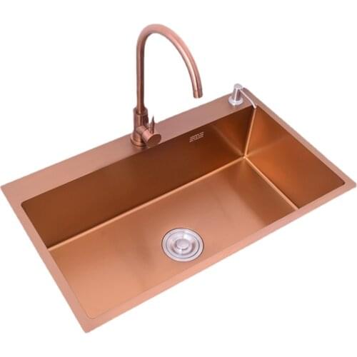 All Size Rose Gold Kitchen Sinks 1.2 Mm Thickness Above Counter Nano Handmade Large Single Bowel for Kitchen Basin Ar7680