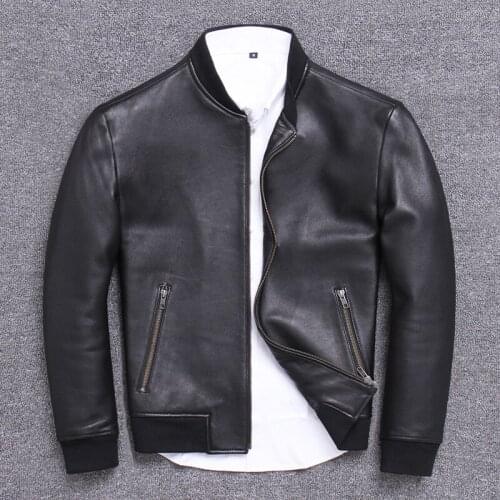 Fault code sheep jacket genuine leather clothing stand lead short fund thin loose coat autumn show 100% natural calf skin