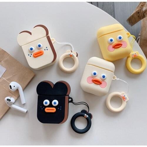 Cute Cartoon Earphone Case for Airpods 2 Cover Soft Silicone Slim Earphone Cover for Airpods 1 Case Bag Protective Strap Cases