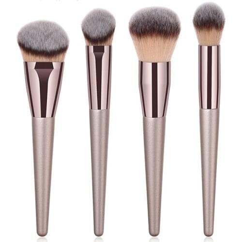 GUJHUI 4pcs Champagne Wood Handle High Level Makeup Brushes Set Foundation Blending Powder Face Brush Cosmetic Beauty maquillaje