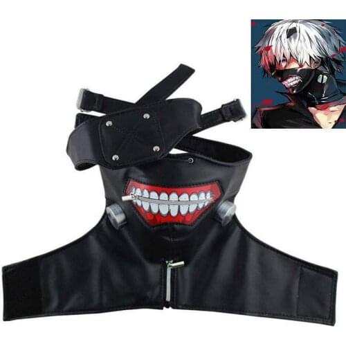 Halloween Party Cosplay Mascaras de Anime Adjustable Masks PU Leather Blinder Kaneki Ken Tokyo Ghoul Mask Black White