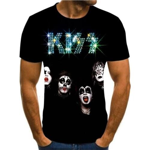 2020 new popular mens and womens kiss rock band design print 3D hip-hop T-shirt summer variety T-shirt Unisex T-Shirt Top
