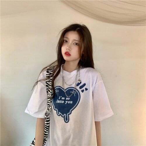 2021 New Graffiti All-match Short-sleeved Printed Short-sleeved T-shirt Korean High Street Top Women