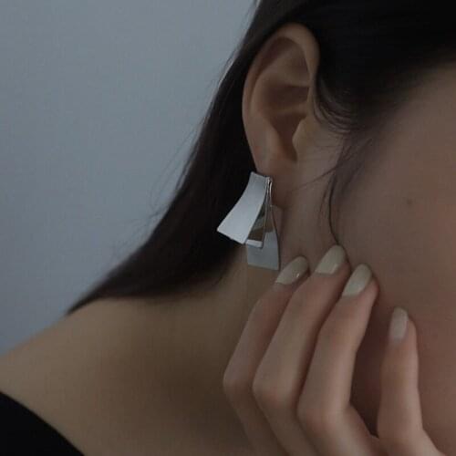 Origin Summer Minimalist Irregular Geometric Earrings for Women Silver Color Metal Multi Layered Drop Dangle Earrings Oorbellen