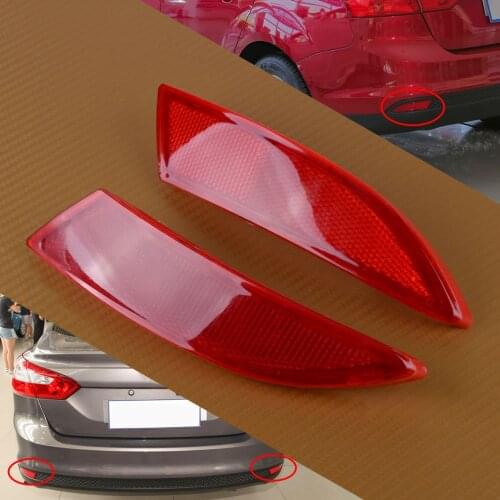 DWCX 1 Pair Red Plastic Left & Right Rear Bumper Reflector Fit For Ford Focus BM51515COAE BM51515BOAE 2012 2013 2014 2015